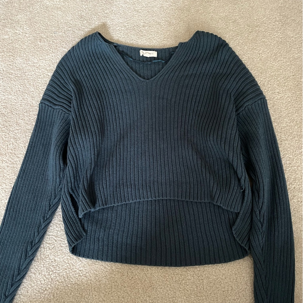 PacSun Gray V-Neck Sweater Classic Ribbed Knit SIZE SMALL